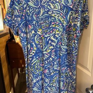Vibrant Blue Patterned Women's Dress